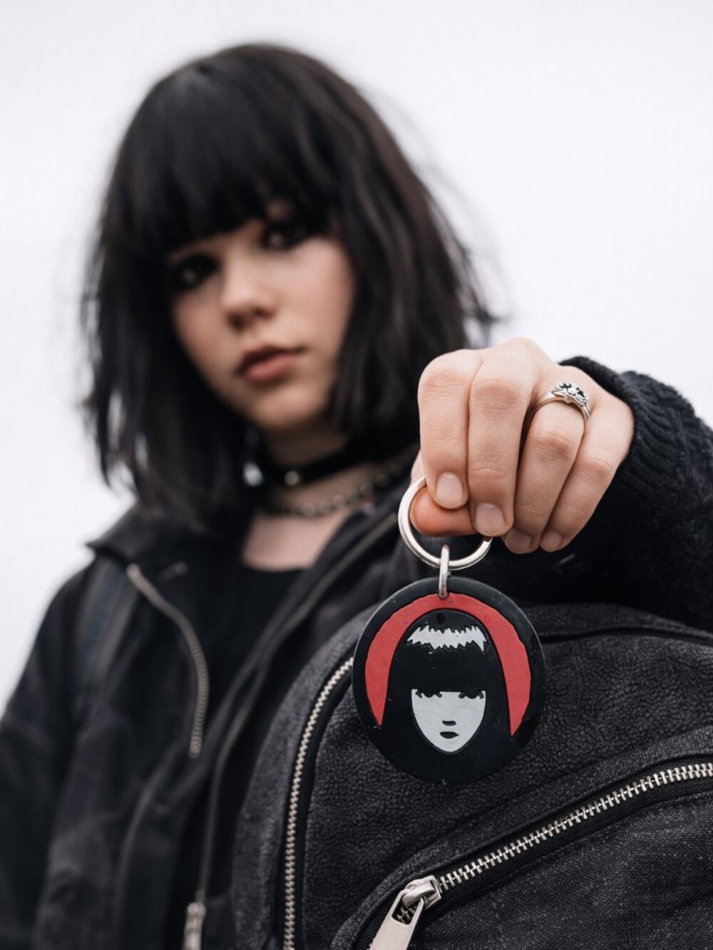 Vintage Emily the Strange Y2K Goth Keychain Rubber Charm Collectible Rare Iconic